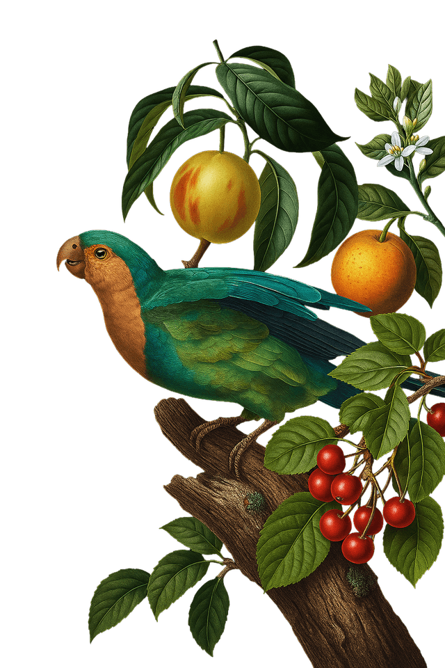 Decorative bird with fruits